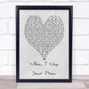 When I Was Your Man Bruno Mars Grey Heart Song Lyric Quote Print