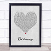 Gabrielle Dreams Grey Heart Song Lyric Quote Print