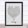 Creep Radiohead Grey Heart Song Lyric Quote Print