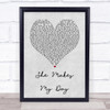 Robert Palmer She Makes My Day Grey Heart Song Lyric Quote Print