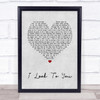 Whitney Houston I Look To You Grey Heart Song Lyric Quote Print