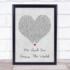 Space Me And You Versus The World Grey Heart Song Lyric Quote Print