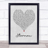 David Bowie Starman Grey Heart Song Lyric Quote Print