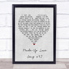 Guillemots Made-Up Love Song #43 Grey Heart Quote Song Lyric Print