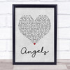 Robbie Williams Angels Grey Heart Quote Song Lyric Print