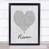 Josh Groban River Grey Heart Song Lyric Print