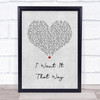 Backstreet Boys I Want It That Way Grey Heart Song Lyric Print