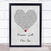 Florence + The Machine Never Let Me Go Grey Heart Song Lyric Print