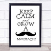 Keep Calm Grow Mustache Quote Print Poster Typography Word Art Picture
