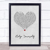 Amy Winehouse Help Yourself Grey Heart Song Lyric Print