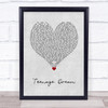 Katy Perry Teenage Dream Grey Heart Song Lyric Print