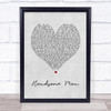 Robbie Williams Handsome Man Grey Heart Song Lyric Print