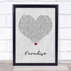 Bazzi Paradise Grey Heart Song Lyric Print