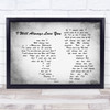 Whitney Houston I Will Always Love You Man Lady Couple Grey Song Lyric Print