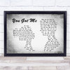 Gavin DeGraw You Got Me Man Lady Couple Grey Song Lyric Quote Print