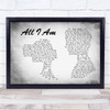 Jess Glynne All I Am Man Lady Couple Grey Song Lyric Quote Print