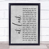 Etta James At Last Rustic Script Grey Song Lyric Quote Print