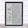 Foo Fighters Learn To Fly Rustic Script Grey Song Lyric Print