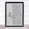 Johnny Cash Hurt Rustic Script Grey Song Lyric Print