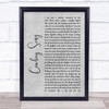 Thin Lizzy Cowboy Song Grey Rustic Script Song Lyric Wall Art Print