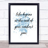 Life Begins Inspirational Quote Print Blue Watercolour Poster