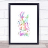 Life Better At Beach Rainbow Quote Print Life Better At Beach Rainbow Quote Print