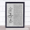 SOJA You And Me Grey Rustic Script Song Lyric Print