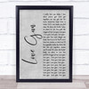 Kiss Love Gun Grey Rustic Script Song Lyric Print