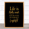 Life Is Simple Quote Print Black & Gold Wall Art Picture Life Is Simple Quote Print Black & Gold Wall Art Picture