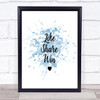 Like Share Win Inspirational Quote Print Blue Watercolour Poster