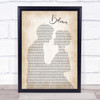 Imagine Dragons Believer Man Lady Bride Groom Wedding Song Lyric Quote Print