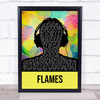 David Guetta & Sia Flames Multicolour Man Headphones Song Lyric Print