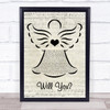 Hazel O'Connor Will You Music Script Angel Song Lyric Quote Music Print