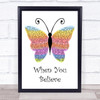 Whitney Houston & Mariah Carey When You Believe Rainbow Butterfly Song Lyric Print