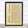 Disturbed Hold On To Memories Rustic Script Song Lyric Quote Music Print