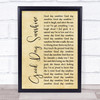 The Beatles Good Day Sunshine Rustic Script Song Lyric Quote Music Print