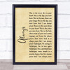 Switchfoot Always Rustic Script Song Lyric Quote Music Print