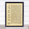 David Bowie As The World Falls Down Rustic Script Song Lyric Wall Art Print