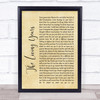 Mike + The Mechanics The Living Years Rustic Script Song Lyric Wall Art Print