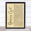 Tom Petty And The Heartbreakers American Girl Rustic Script Song Lyric Wall Art Print