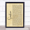 Gabrielle Sunshine Rustic Script Song Lyric Quote Print