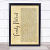 Pink Family Portrait Rustic Script Song Lyric Quote Print