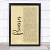 Calvin Harris and Sam Smith Promises Rustic Script Song Lyric Quote Print