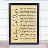 Dustin Lynch Cowboys And Angels Rustic Script Song Lyric Print