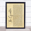 Kenny Rogers The Gambler Rustic Script Song Lyric Print