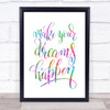 Make Dreams Happen Rainbow Quote Print Make Dreams Happen Rainbow Quote Print