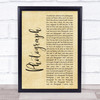 Def Leppard Photograph Rustic Script Song Lyric Print