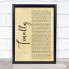 Kings of Tomorrow Finally Rustic Script Song Lyric Print