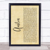 Blake Shelton Austin Rustic Script Song Lyric Print