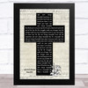Gary Allan Life Ain't Always Beautiful Music Script Christian Memorial Cross Song Lyric Music Art Print